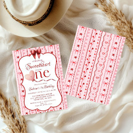 First Birthday valentine baby birthday party Inbjudningar