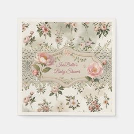 First Bloom Baby Shower Napkin with Elegant Floral Pappersservett