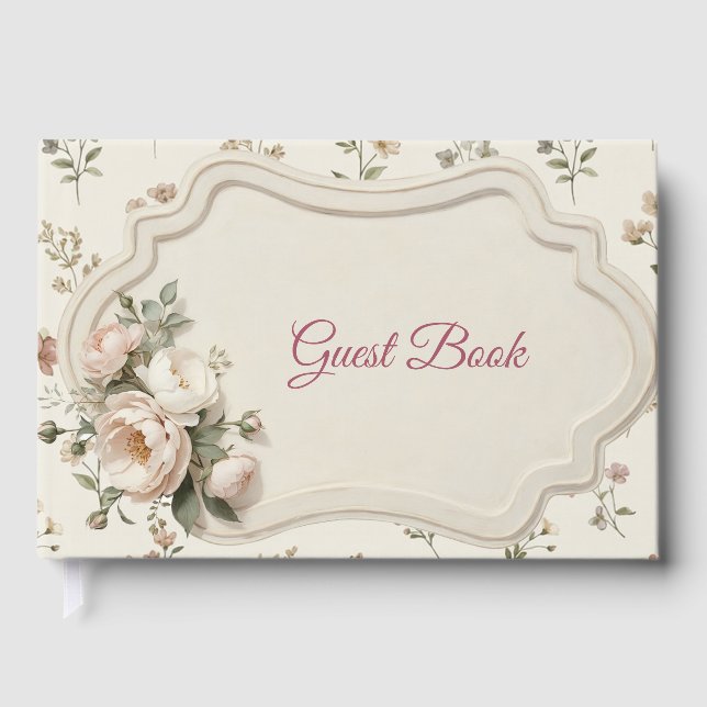 First Bloom Floral Baby Shower Guest Book Gästböcker (Framsida)