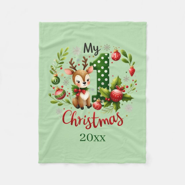 First Christmas add year baby Fleece Blanket (Framsidan)