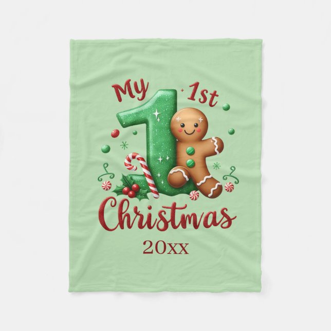 First Christmas add year baby  Fleecefilt (Framsidan)