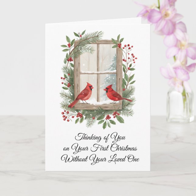 First Christmas Alone Winter Scene With Red Cardin Kort (Orkide)