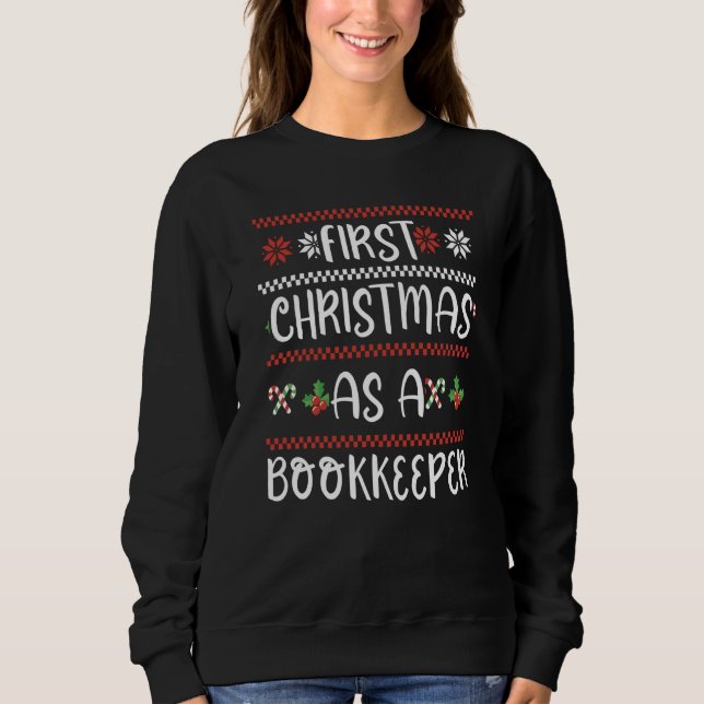 First Christmas As A Bookkeeper Winter Cute Xmas 1 T Shirt (Framsida)