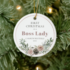 First Christmas as a Boss Lady Name Year Julgransprydnad Keramik