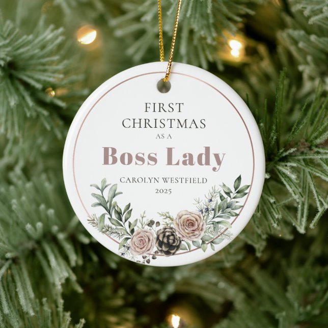 First Christmas as a Boss Lady Name Year Julgransprydnad Keramik (Träd)