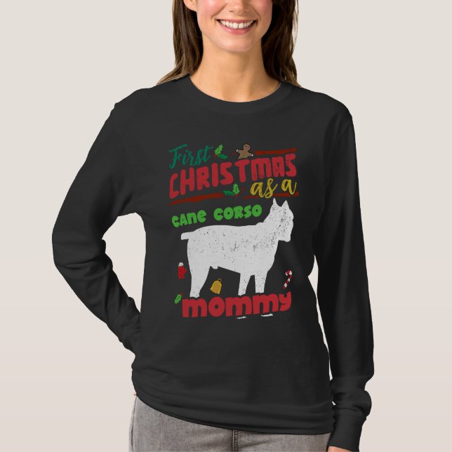 First Christmas as a Cane Corso dog mommy T Shirt (Framsida)