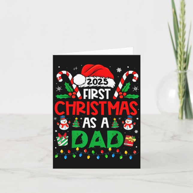 First Christmas As A Dad 2025 Family Matching 1st  Kort (Framsida)