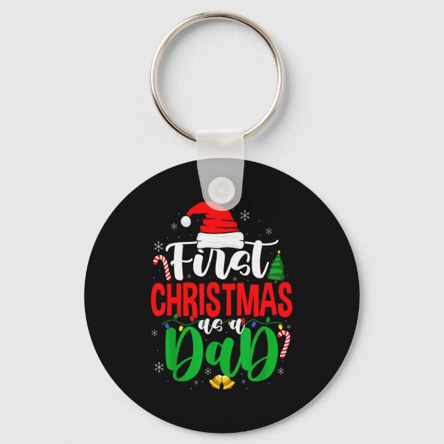 First Christmas As A Dad New Daddy 1st Christmas  Nyckelring (Framsida)