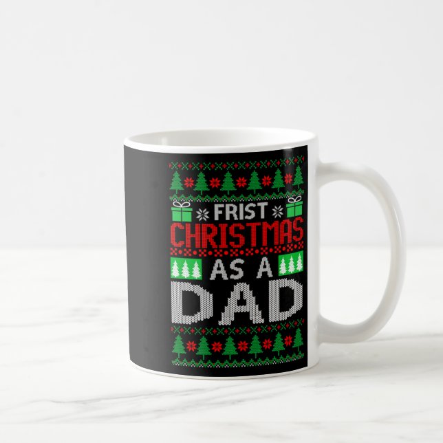 First Christmas As A Dad Santa Hat Ugly Xmas New D Kaffemugg (Höger)