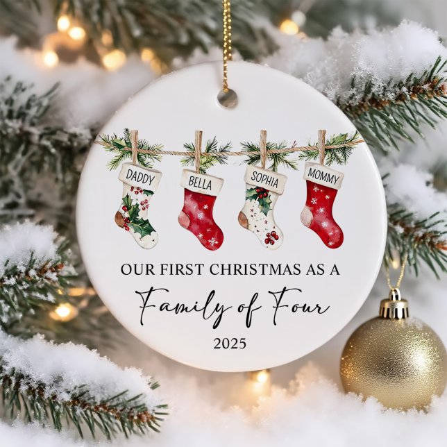 First Christmas As A Family of Four Julgransprydnad Keramik (Skapare uppladdad)