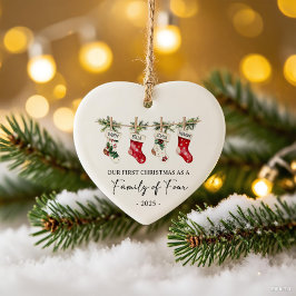 First Christmas As A Family of Four Julgransprydnad Keramik