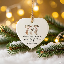 First Christmas as a Family of Three Julgransprydnad Keramik