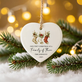 First Christmas as a Family of Three Julgransprydnad Keramik