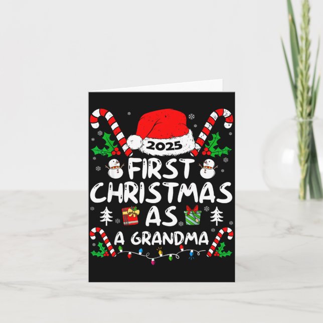 First Christmas As A Grandma 2025 Family Matching  Kort (Framsida)