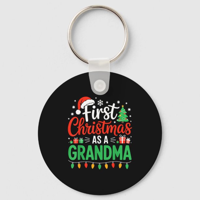 First Christmas As A Grandma Matching New Nana Gra Nyckelring (Framsida)