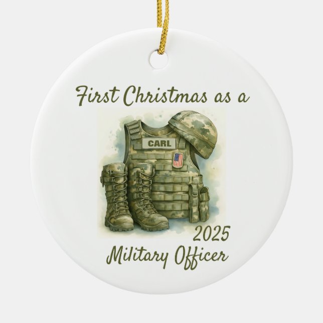 First Christmas as a Military Officer Julgransprydnad Keramik (Framsidan)