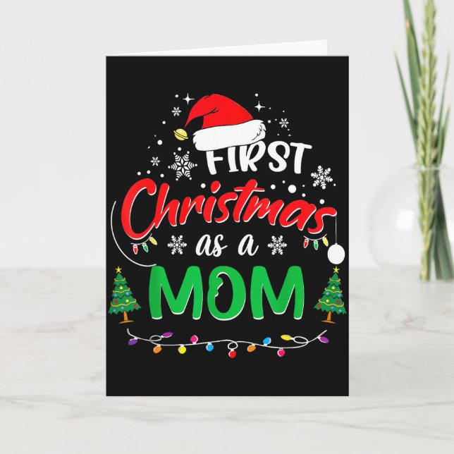 First Christmas As A Mom 1st Christmas Matching Fa Kort (Framsida)