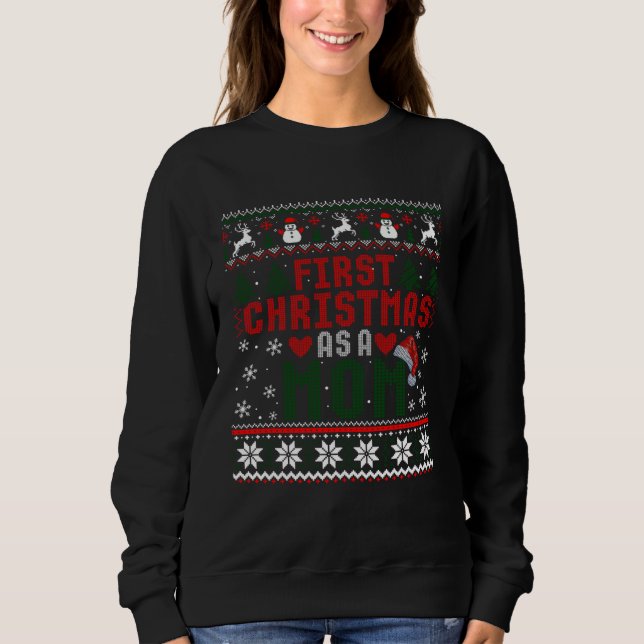 First Christmas As A Mom Nice Mother Christmas Ugl T Shirt (Framsida)