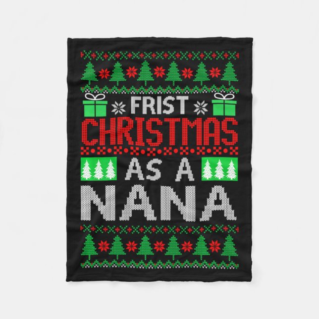 First Christmas As A Nana Santa Hat Ugly Xmas New  Fleecefilt (Framsidan)