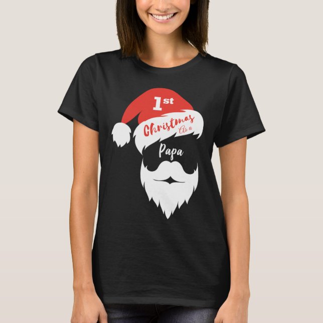 First Christmas As A Papa  Santa Face T Shirt (Framsida)