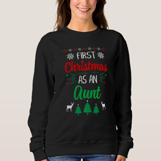 First Christmas As An Aunt  Xmas First Time Auntie T Shirt (Framsida)