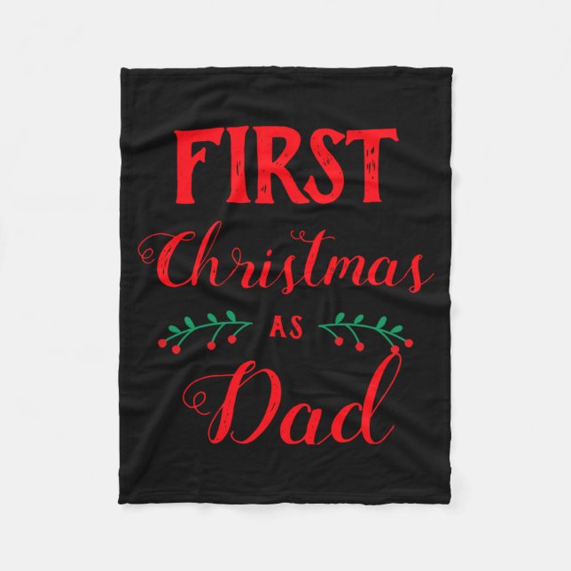 First Christmas As Dad Family Matching Red Text  Fleecefilt (Framsidan)