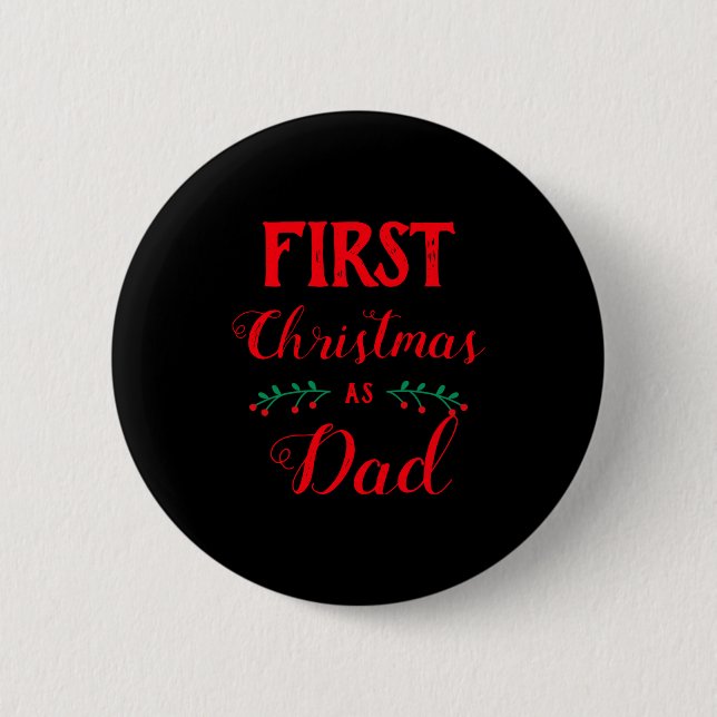 First Christmas As Dad Family Matching Red Text  Knapp (Framsida)