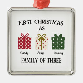 First Christmas as Family of Three Gift Julgransprydnad Metall
