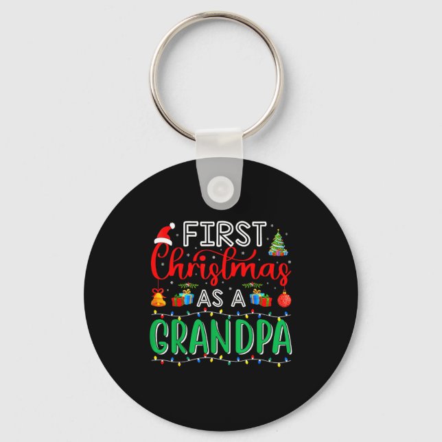 First Christmas As Grandpa Family Matching New Gra Nyckelring (Framsida)