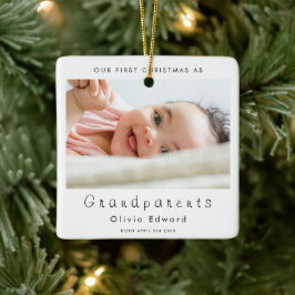 First Christmas as Grandparents Baby Photo Julgransprydnad Keramik