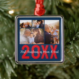 First Christmas as Mom & Dad Custom 4 Photo Julgransprydnad Metall