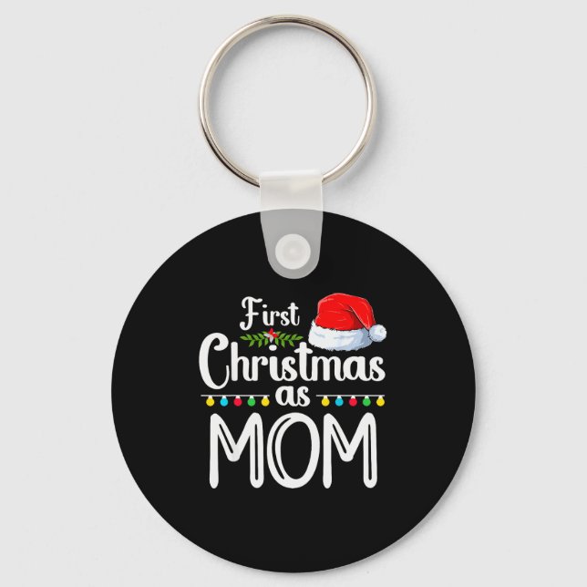 First Christmas As Mom New Mom 1st Christmas Xmas  Nyckelring (Framsida)