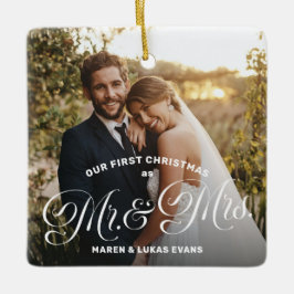 First Christmas as Mr and Mrs newlywed two photo Julgransprydnad Keramik