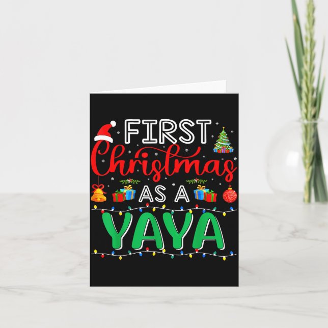 First Christmas As Yaya Family Matching New Yaya  Kort (Framsida)