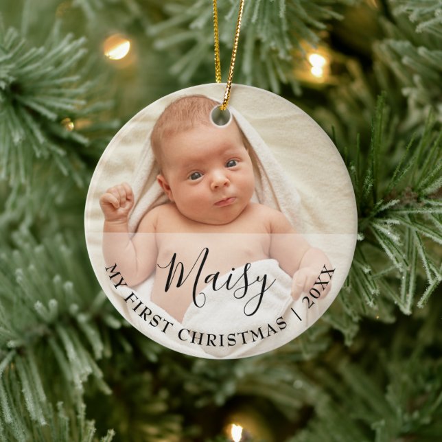 First Christmas Baby 2 Photo Script Name Julgransprydnad Keramik (Träd)