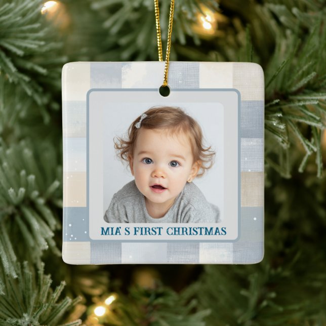 First Christmas Custom Baby Photo Holiday Ornament (Träd)