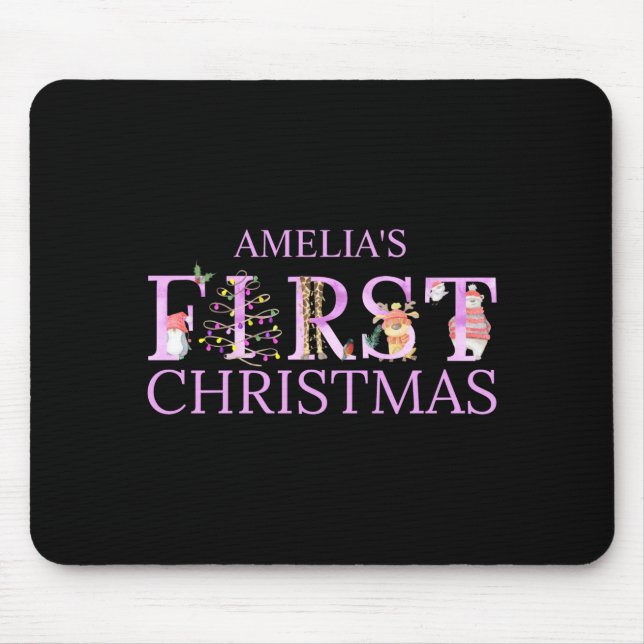 First Christmas Cute Animal Letters Girl Name Baby Musmatta (Framsidan)