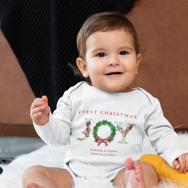 First Christmas cute joy red green personalized T Shirt (Skapare uppladdad)