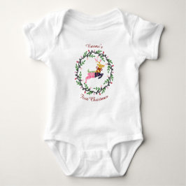 First Christmas Deer with Wreath Customize T Shirt
