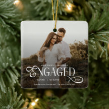 First Christmas Engaged Chic Couples Photo