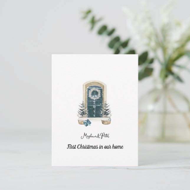 First Christmas In Our Home Sage Green Card (Stående Fram)