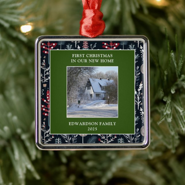 First Christmas in our new Home photo family name Julgransprydnad Metall (Träd)