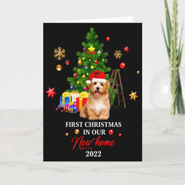 First Christmas In Our New Home Xmas Maltese Dog T Kort (Framsida)