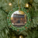 First Christmas in our Tiny Home house photo Julgransprydnad Keramik<br><div class="desc">The first Christmas in our new Tiny Home photo Ornament. 
Add your own photos of your new home,  add your names,  text and year and create a very personal and unique Christmas ornament.</div>