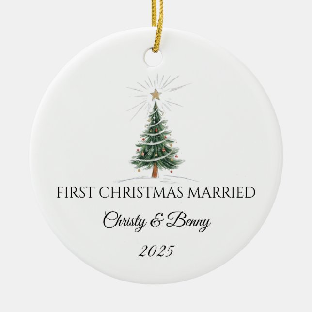 First Christmas Married 2025 Personalized Ornament (Framsidan)