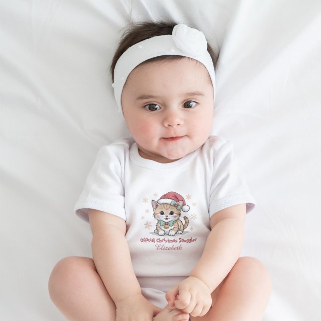 First Christmas Outfit with Cute Santa Cat T Shirt (Skapare uppladdad)