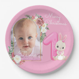 First Christmas Pink Baby Girl Photo floral