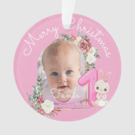 First Christmas Pink Baby Girl Photo floral