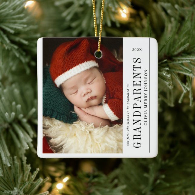 First Christmas Promoted Grandparents 2 Photos  Julgransprydnad Keramik (Träd)