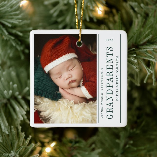 First Christmas Promoted Grandparents 2 Photos  Julgransprydnad Keramik (Träd)